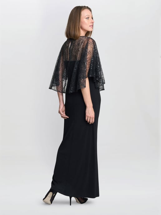 Anoushka Maxi Dress With Sheer Beaded Cape - Image 2