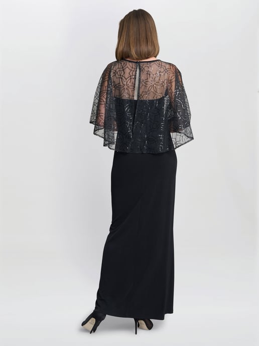 Anoushka Maxi Dress With Sheer Beaded Cape - Image 3