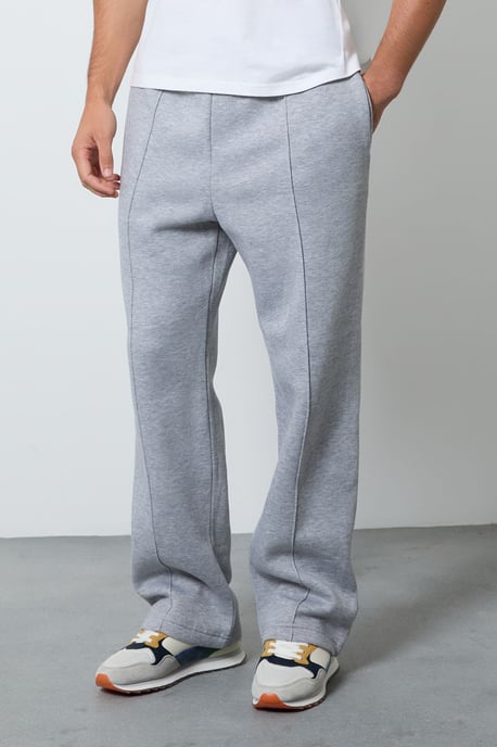 Grey Marl Pintuck Straight Leg Joggers - Image 1