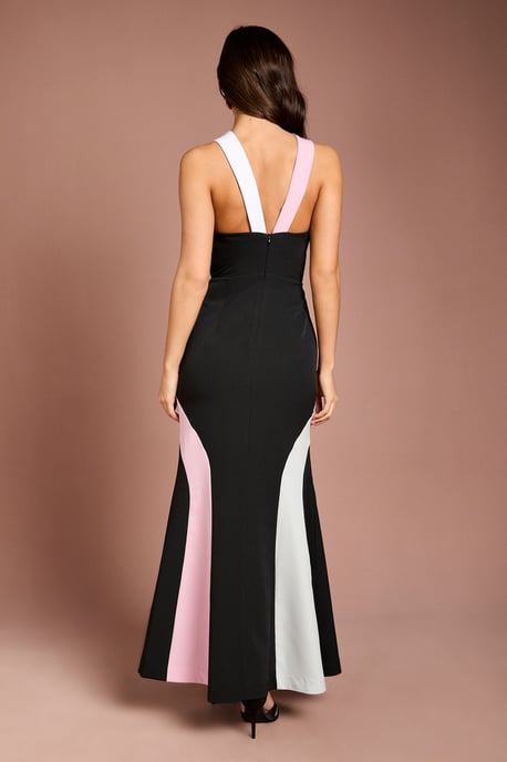 Cross Over Detail Colour Block Midi Dress - Image 3