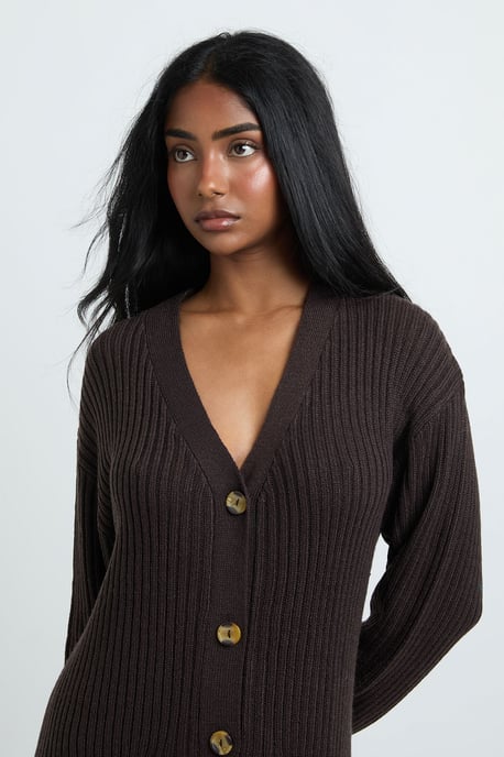 Soft Knit Button Through Midi Knitted Dress - Image 4