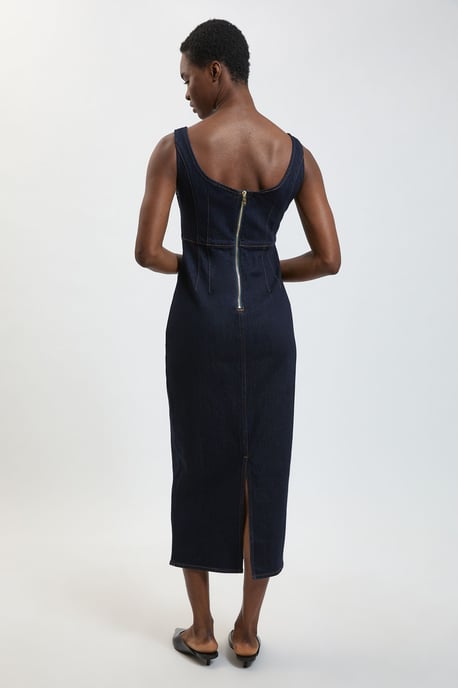 Denim Midi Pencil Dress - Image 3