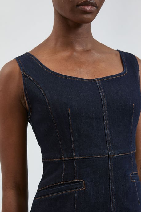 Denim Midi Pencil Dress - Image 4