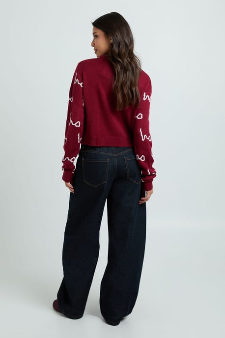 Ho Ho Ho All Over Print Crop Christmas Jumper - Image 2