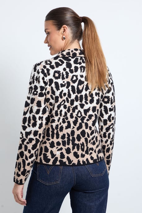 Animal Jaquard Button Detail Fine Knitted Jumper - Image 3