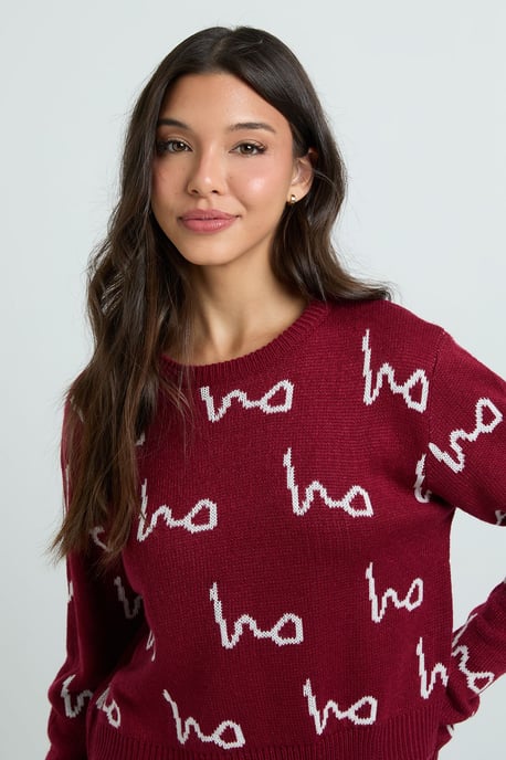 Ho Ho Ho All Over Print Crop Christmas Jumper - Image 4