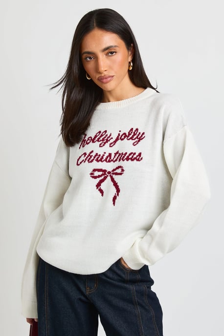 Holly Jolly Longline Christmas Jumper - Image 1