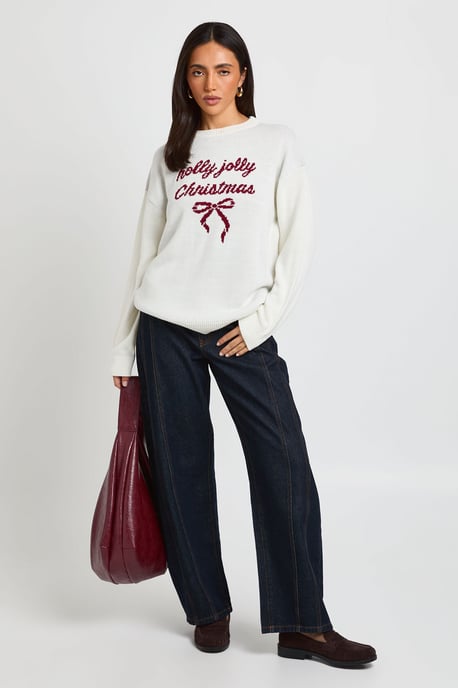 Holly Jolly Longline Christmas Jumper - Image 3