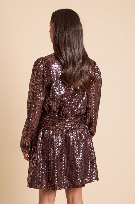 DP Luxe Linear Sequin Wrap Front Mini Dress - Image 3
