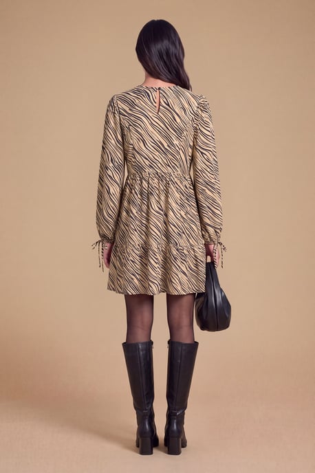 Petite Ruffle Neck Long Sleeve Mini Dress - Image 2