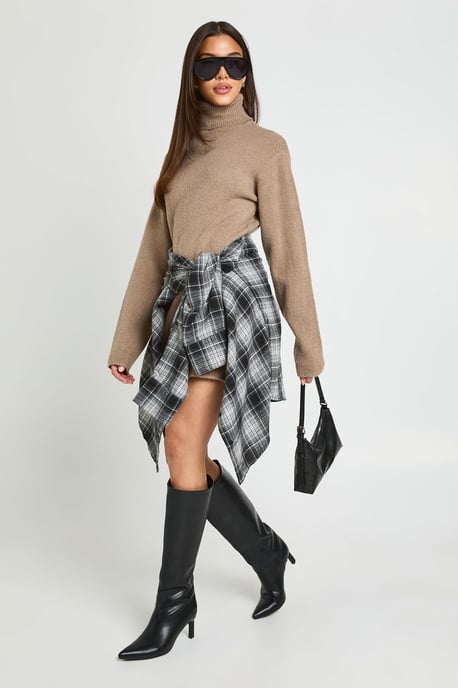 Roll Neck Chunky Knit Mini Dress - Image 2