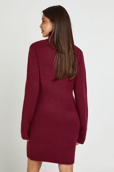 High Neck Seam Detail Knitted Mini Jumper Dress - Image 3