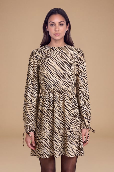 Petite Ruffle Neck Long Sleeve Mini Dress - Image 4
