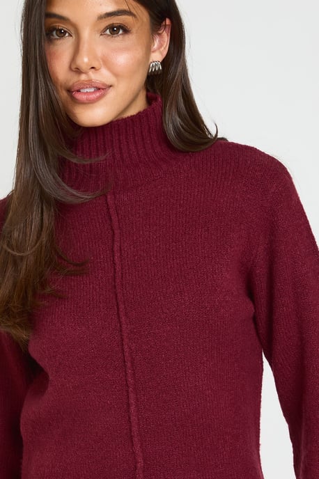 High Neck Seam Detail Knitted Mini Jumper Dress - Image 4