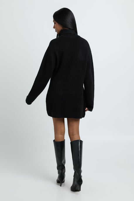 Petite Roll Neck Chunky Knit Mini Dress - Image 3