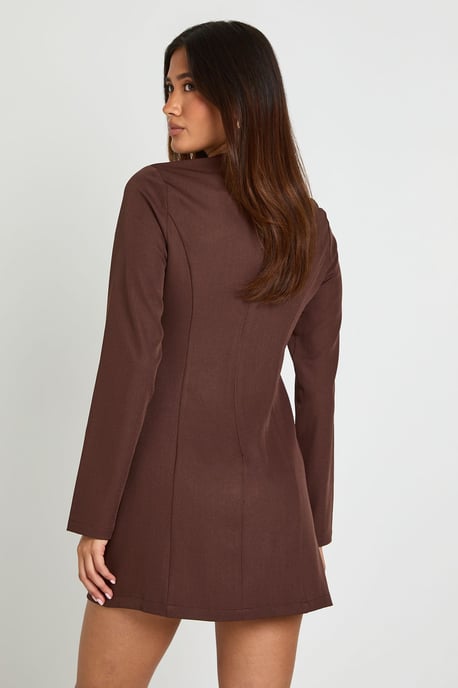 Tailored A Line Mini Dress With Long Sleeves - Image 2