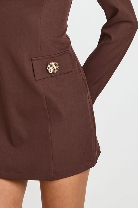 Tailored A Line Mini Dress With Long Sleeves - Image 4