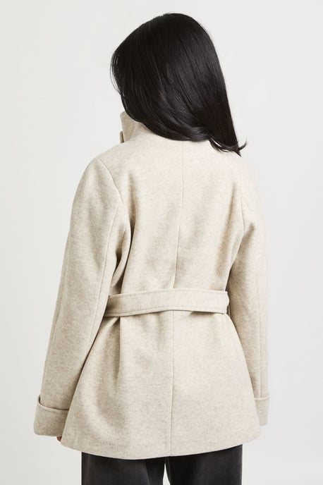 Funnel Neck Belted Wool Jacket - Image 2