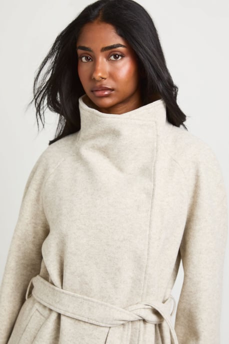 Funnel Neck Belted Wool Jacket - Image 4