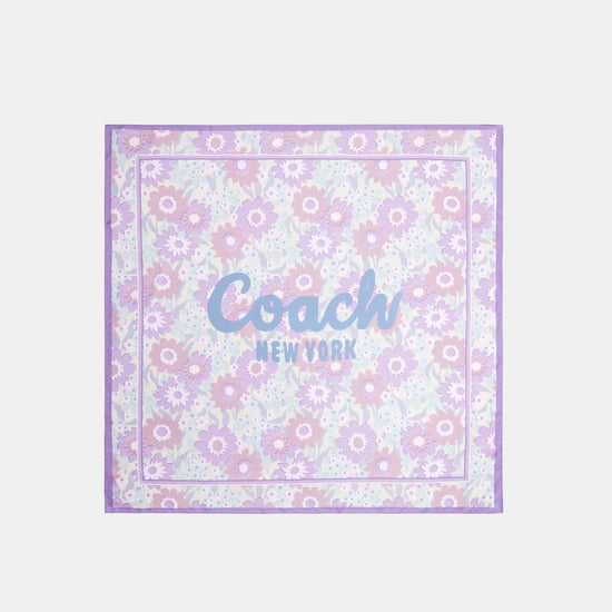 Coach Script Floral Print Silk Square Scarf - Image 1