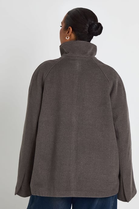 Plus Funnel Neck Wool Look Jacket - Image 3