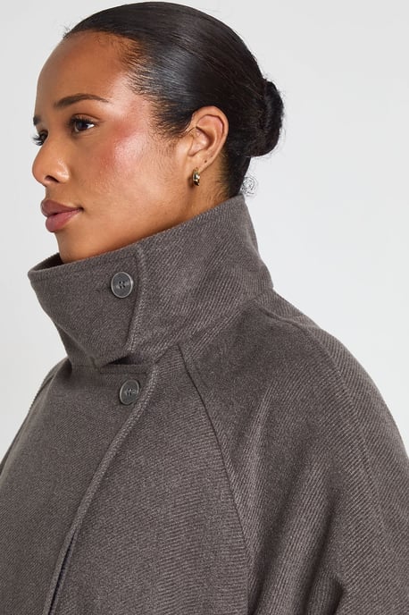 Plus Funnel Neck Wool Look Jacket - Image 4
