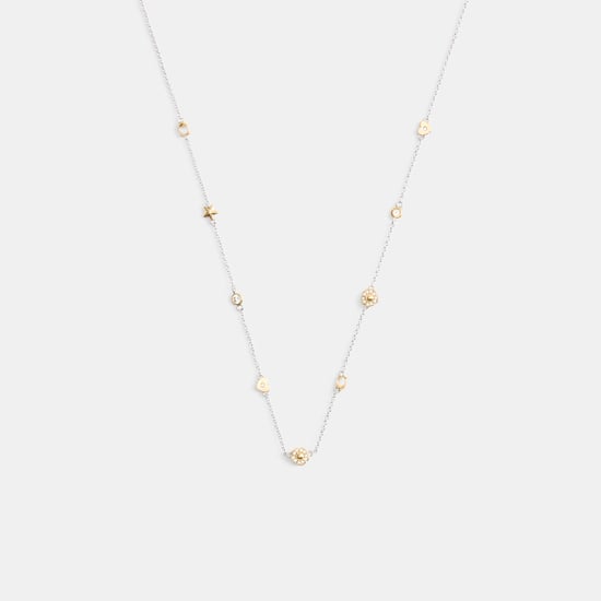 Pavé Tea Rose And Heart Station Necklace - Image 1