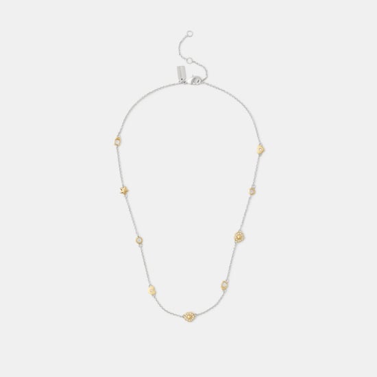 Pavé Tea Rose And Heart Station Necklace - Image 2