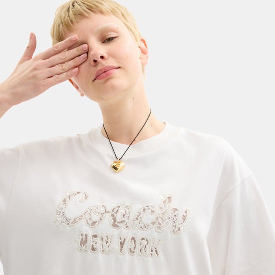 Cursive Coach Embroidered T-Shirt In Organic Cotton - Image 4