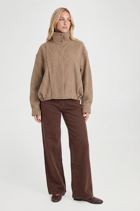 Tonal Check Wool Look Jacket - Image 1