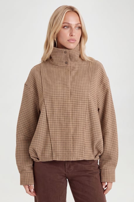Tonal Check Wool Look Jacket - Image 4