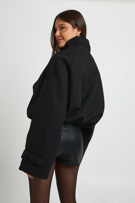Funnel Neck Belt Detail Bomber Jacket - Image 3