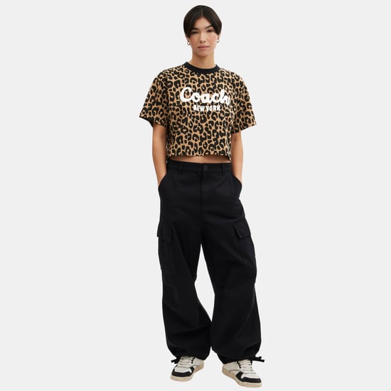 Leopard Cursive Signature Cropped T-Shirt - Image 2
