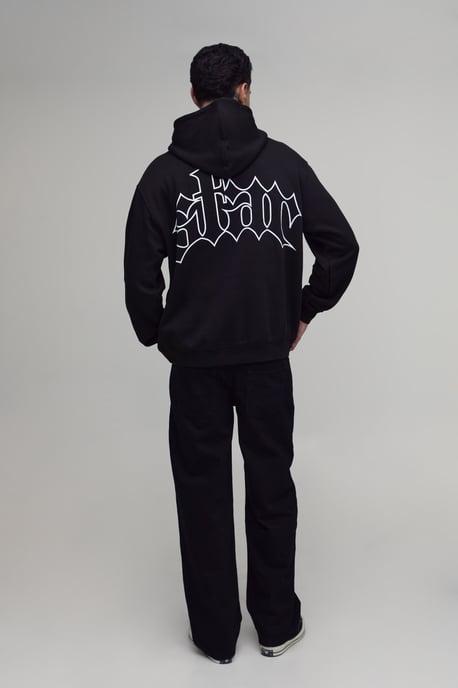 Tall Black Oversized Star Printed Hoodie - Image 3