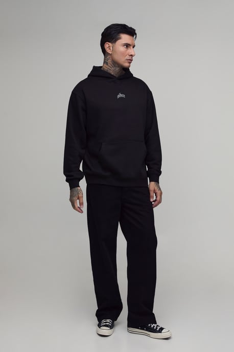 Tall Black Oversized Star Printed Hoodie - Image 5