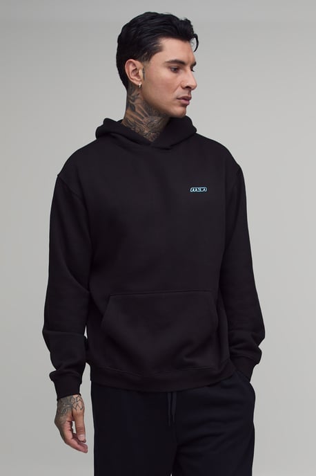 Tall Black Regular Spray Renaissance Print Hoodie - Image 2