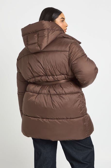 Plus Hooded Belted Puffer Jacket - Image 2