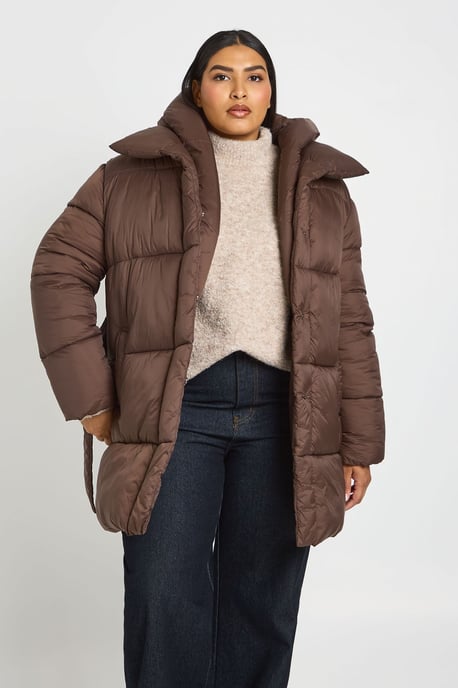 Plus Hooded Belted Puffer Jacket - Image 3