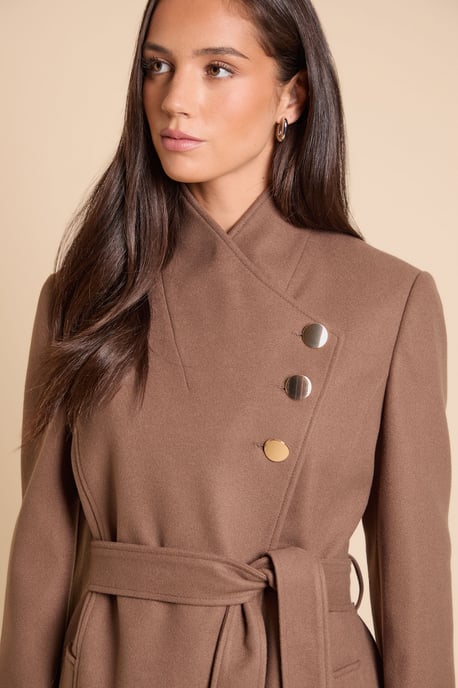 Funnel Neck Belted Coat - Image 4