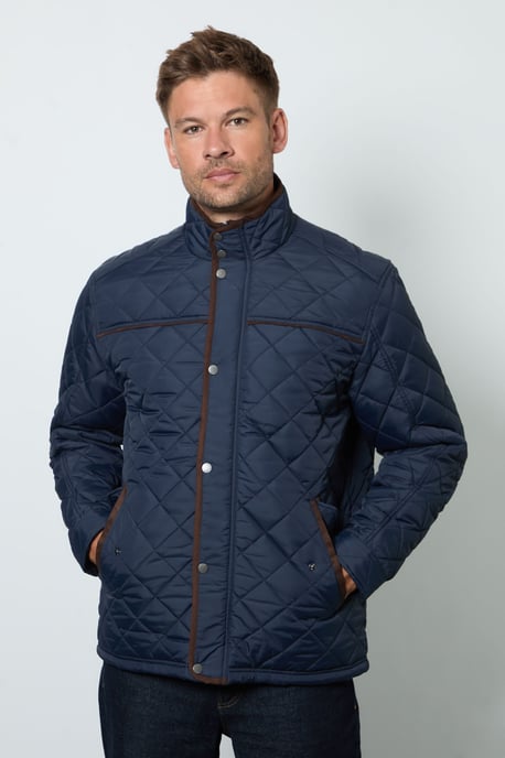 Navy Funnel Neck Diamond Quilted Jacket - Image 1