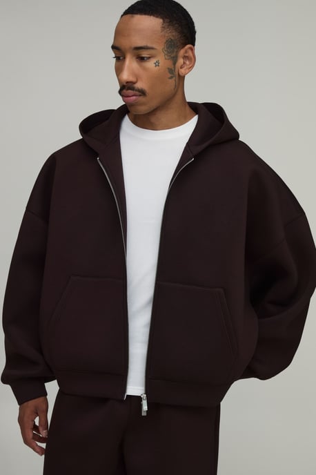 Batwing Zip Through Scuba Hoodie - Image 1