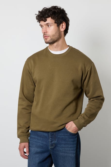 Khaki Crew Neck Sweatshirt - Image 1