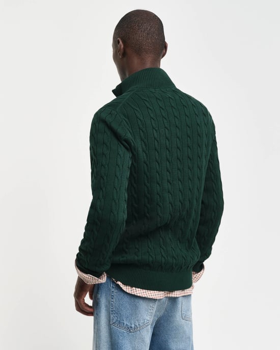 Regular Fit Long Sleeve Logo Detail Jumper in Dark Green - Image 2