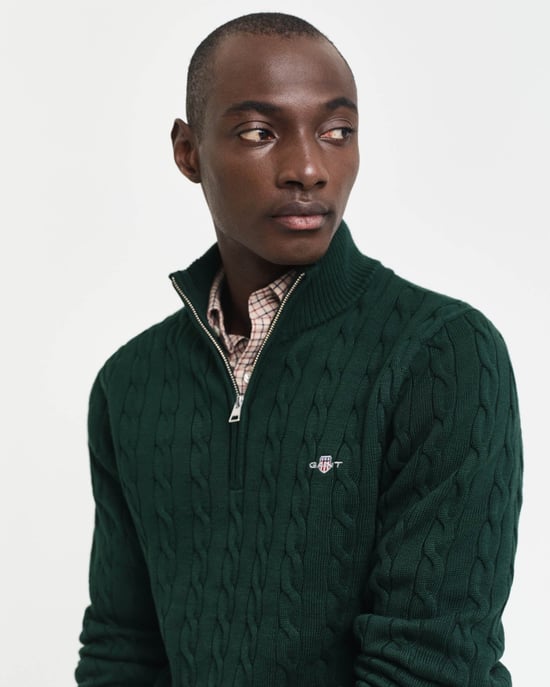 Regular Fit Long Sleeve Logo Detail Jumper in Dark Green - Image 3