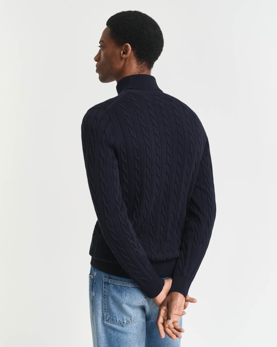 Regular Fit Long Sleeve Logo Detail Jumper in Navy - Image 2