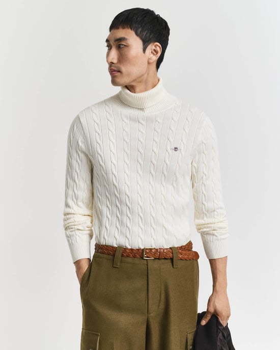 Regular Fit Long Sleeve Logo Detail Jumper in White - Image 2