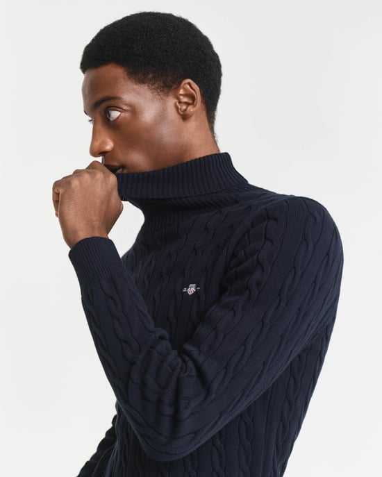Regular Fit Long Sleeve Logo Detail Jumper in Navy - Image 3