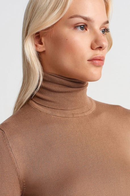 Women's Turtleneck Knit Sweater With Buttons - Image 3