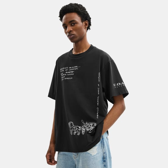 Sketch Horse And Carriage Relaxed T-Shirt In Organic Cotton - Image 4