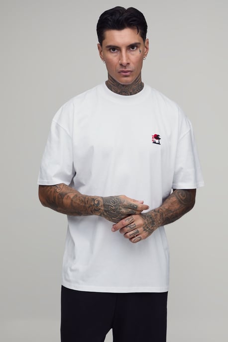 Tall Oversized Blossom Embroidered T-Shirt - Image 1